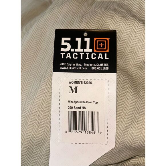NWOT 5.11 Tactical Aphrodite Pullover Women's Medium Sand Herringbone Cowl Neck - Picture 8 of 8